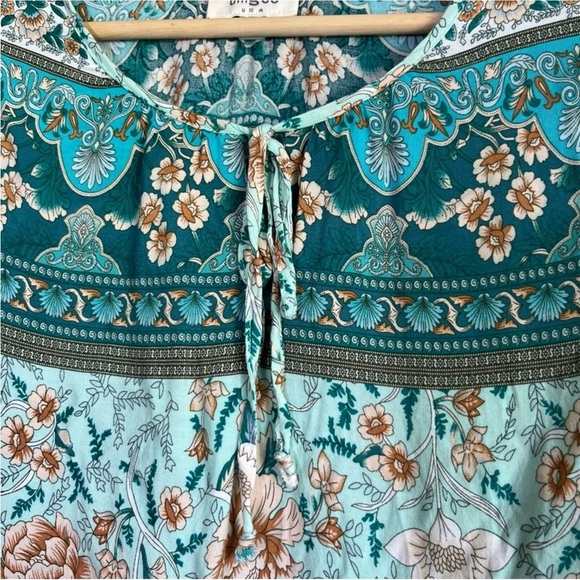 Umgee Mint Boho Floral Blouse - Picture 4 of 7